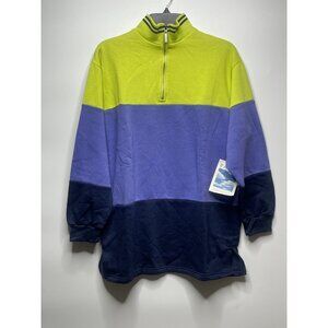 New Vintage 90’s Pacer Color Block Quarter-Zip Pullover Sweater Yellow Blue M